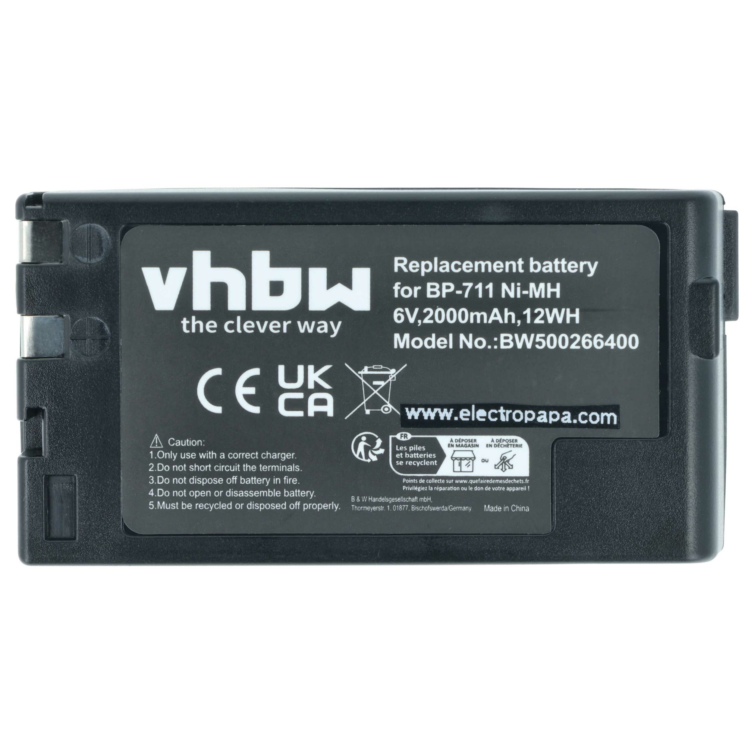 Bateria vhbw 2x para Câmaras de Vídeo Canon BP-818, BP-729, BP-726, BP-722D, BP-714, BP-711 - 2000 mAh 6V NiMH - Image 3
