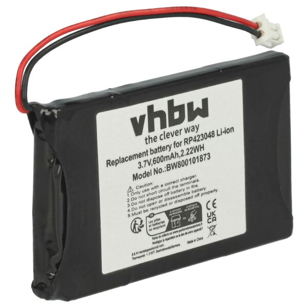 Bateria vhbw LZ423048, HI-D6 BT para telefone fixo Grundig - 600 mAh 3.7 V Li-Ion