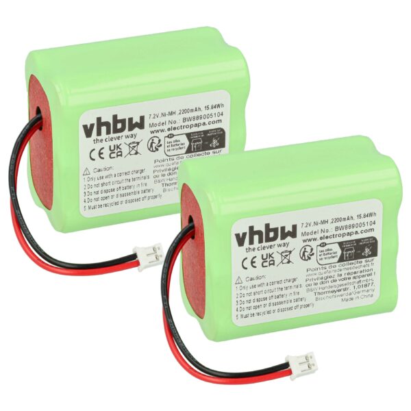 Bateria vhbw 2x 2200 mAh 7.2 V NiMH para Ape Labs LED Spot Light