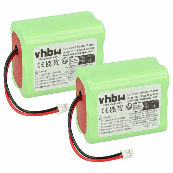 Bateria vhbw 2x 2200 mAh 7.2 V NiMH para Ape Labs LED Spot Light
