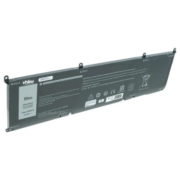 Bateria vhbw para Portátil Dell - Substitui 70N2F, DVG8M, M59JH, P8P1P, 69KF2, 8FCTC - 7000 mAh 11.4V Li-Polímero