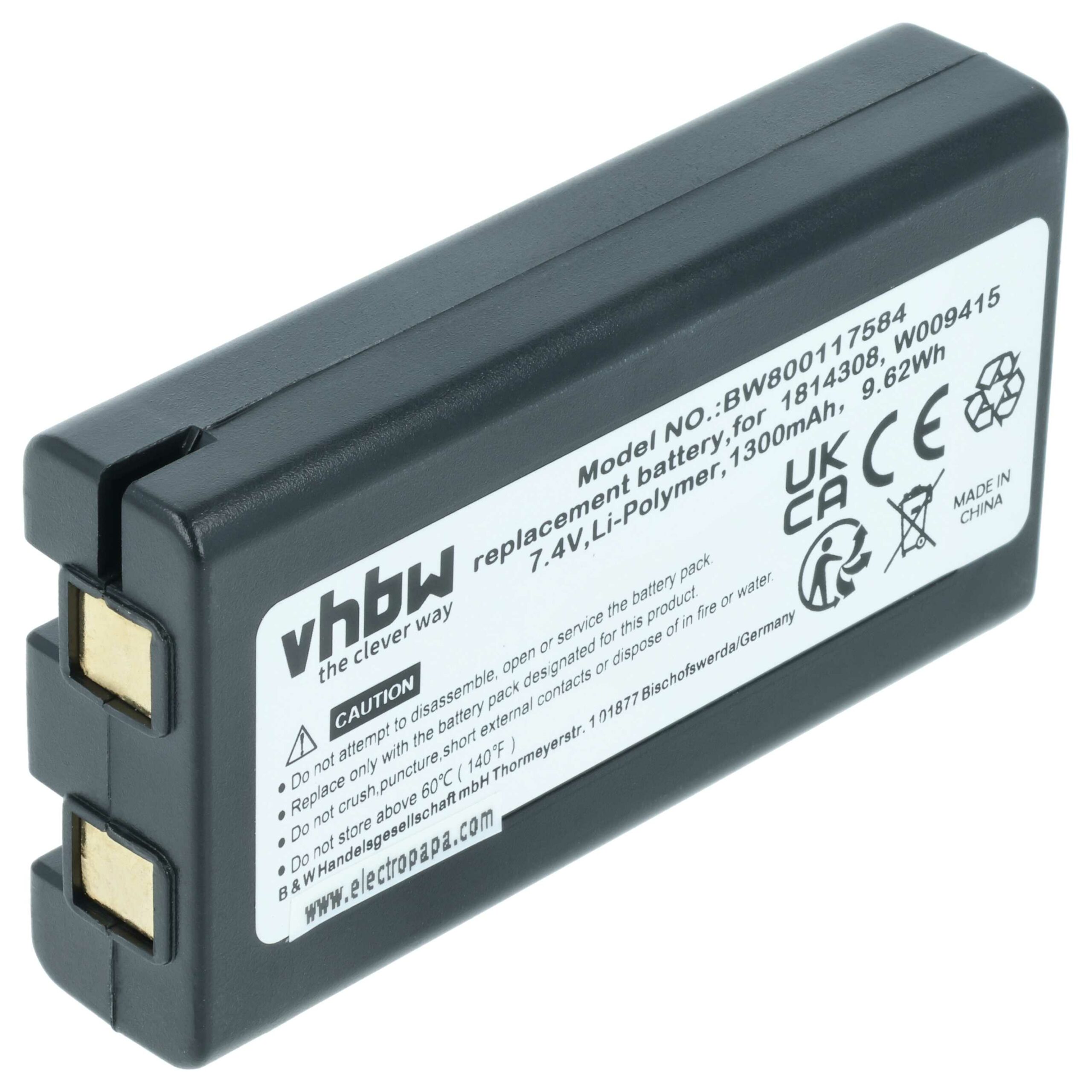 Bateria vhbw para Impressoras Dymo 1300 mAh 7.4V Li-polymer