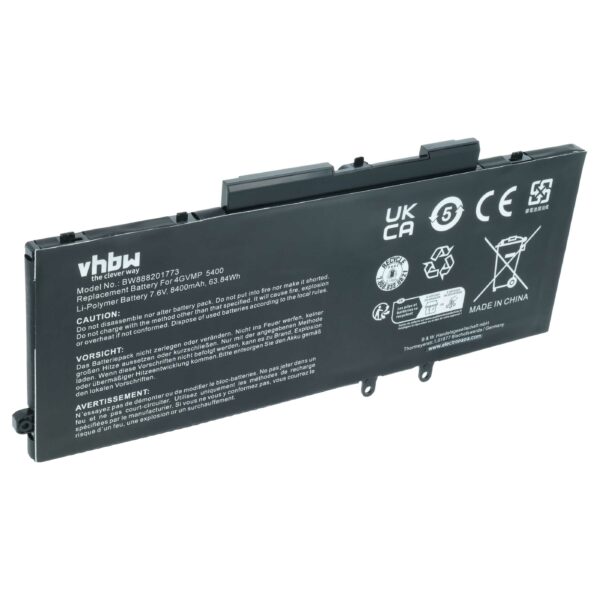 Bateria vhbw para Dell 09JRYT, 0C5GV2, 0X77XY, 4GVMP, X77XY - 8400 mAh 7.6 V Li-Ion