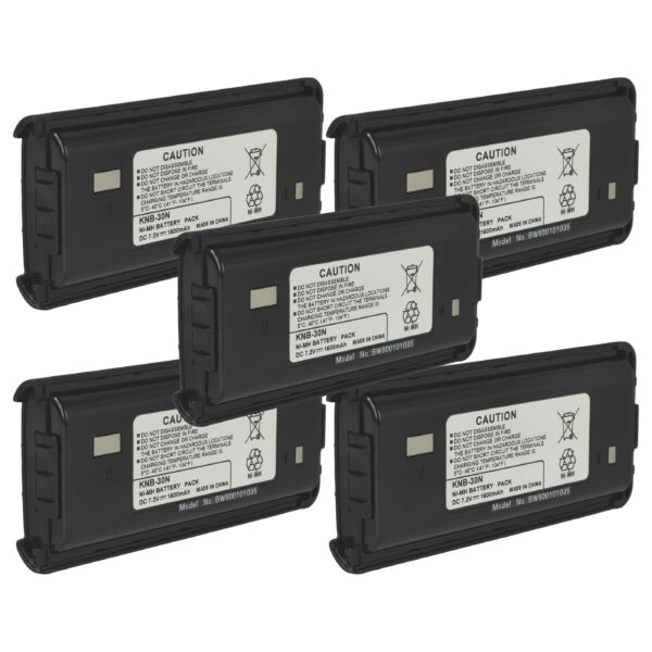 Bateria vhbw 5x compatível com Kenwood KNB-29A, KNB-29, BPKNB45LI - 1600 mAh 7.2 V NiMH