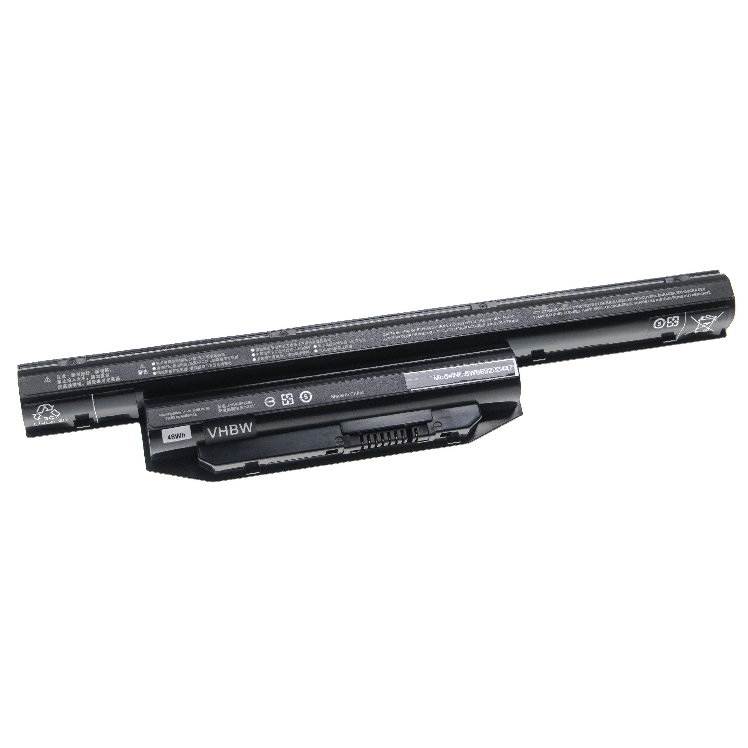 Bateria vhbw para Fujitsu FMVNBP229A, BPS229, FMVNBP227A, BPS231 - 4400 mAh 10.8 V Li-Ion