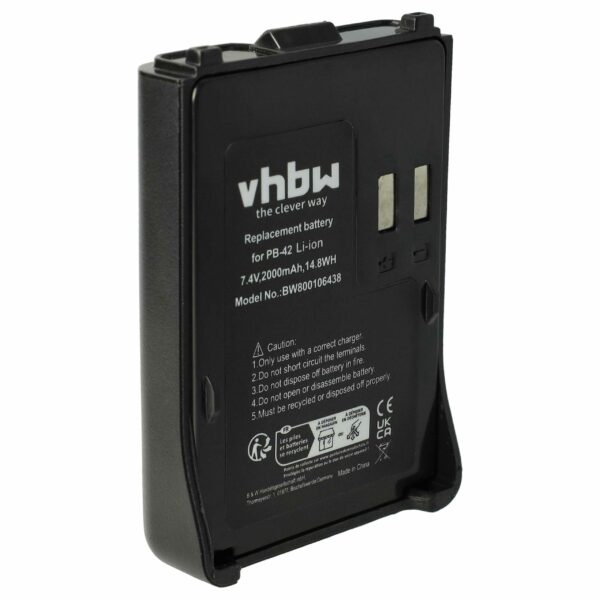 Bateria vhbw para Rádio Kenwood PB-42Li, PB-42L, PB-42 - 2000 mAh 7.4 V Li-Ion