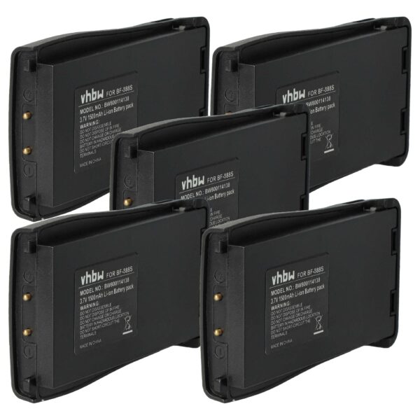 Bateria vhbw 5x BL-1 para Baofeng/Retevis - 1500 mAh 3.7 V Li-Ion