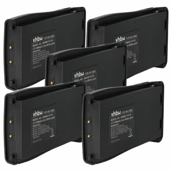 Bateria vhbw 5x BL-1 para Baofeng/Retevis - 1500 mAh 3.7 V Li-Ion