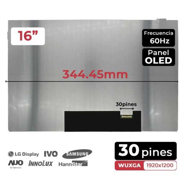 ECRÃ OLED DE 16" PARA PORTÁTIL ATNA60KJ01-0 30 PINOS