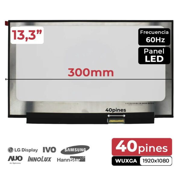 ECRÃ LED TÁTIL DE 13.3" PARA PORTÁTIL HP ELITEBOOK 735 830 G6 | NV133FHM-T01 40 PIN