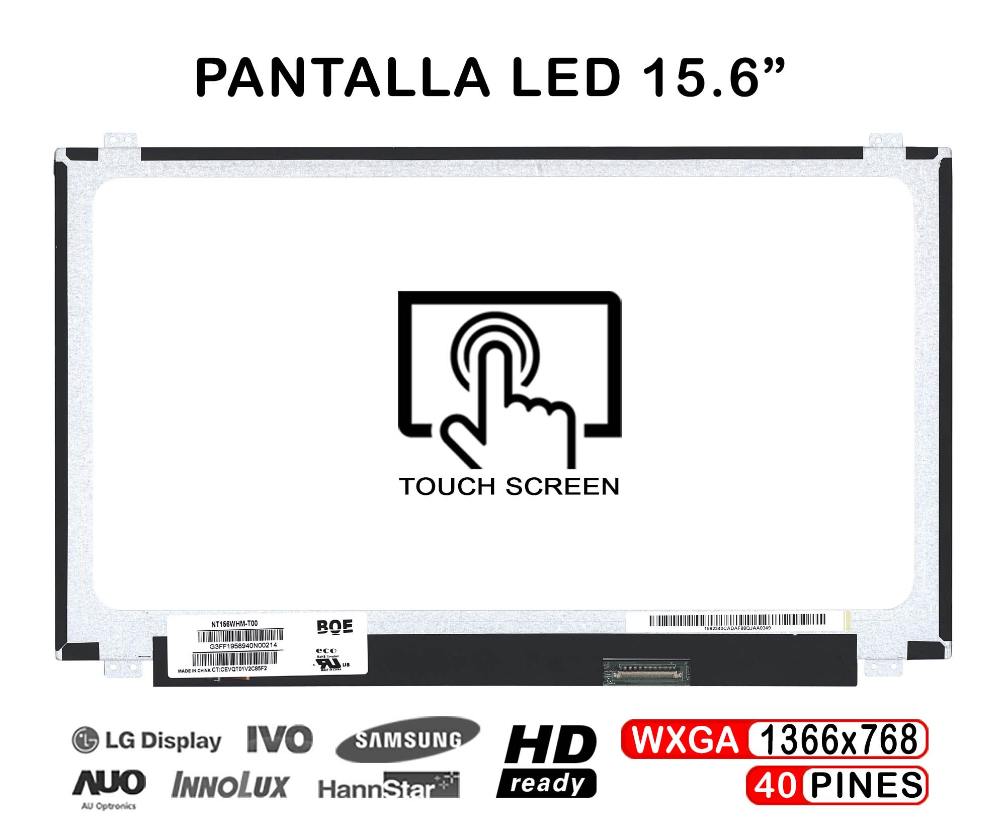 ECRÃ TÁTIL QUASE NOVO PARA PORTÁTIL LTN156AT40 15,6" 40 PINOS