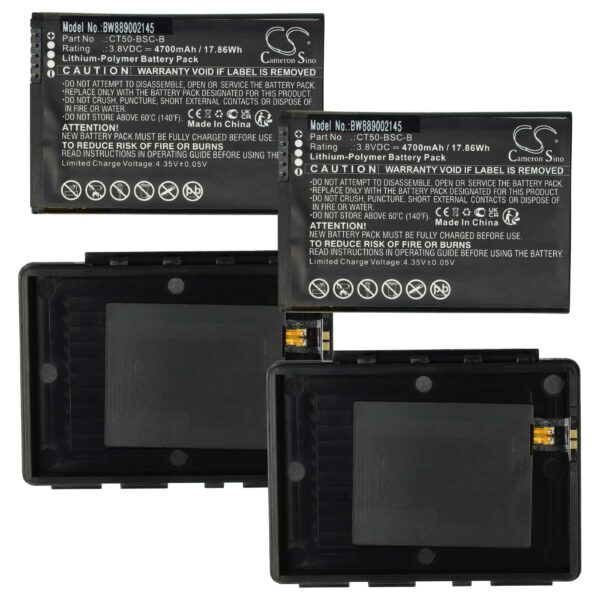Bateria vhbw para Honeywell CT50 - 4700mAh, 3.8V (2x unidades com tampa traseira)