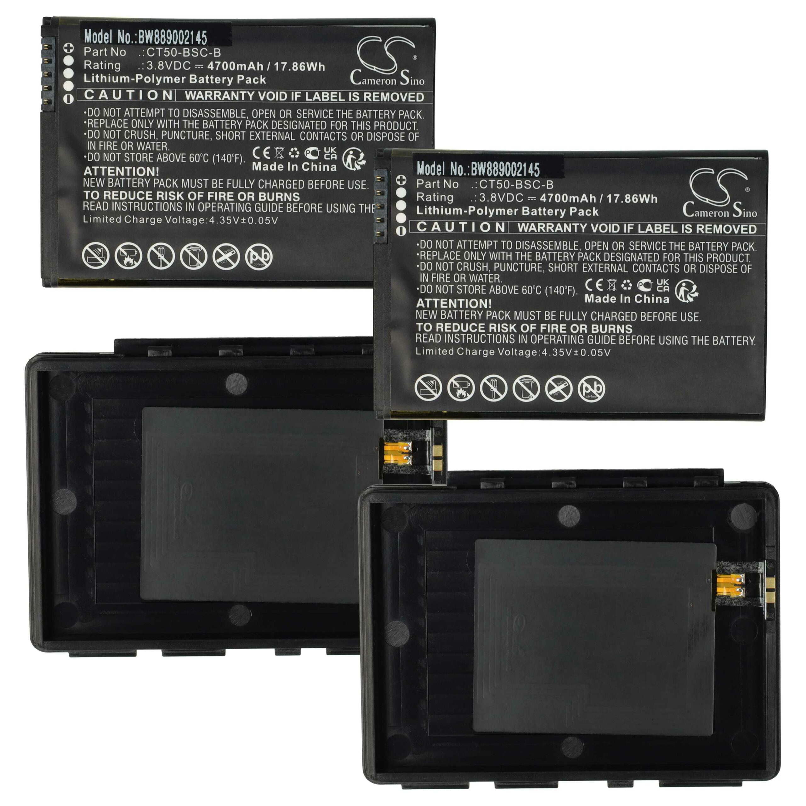 Bateria vhbw para Honeywell CT50 - 4700mAh, 3.8V (2x unidades com tampa traseira)