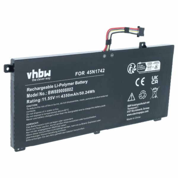Bateria vhbw para Lenovo ThinkPad T550 - 11.55V 4350mAh Li-Polymer (Substitui 45N1740)