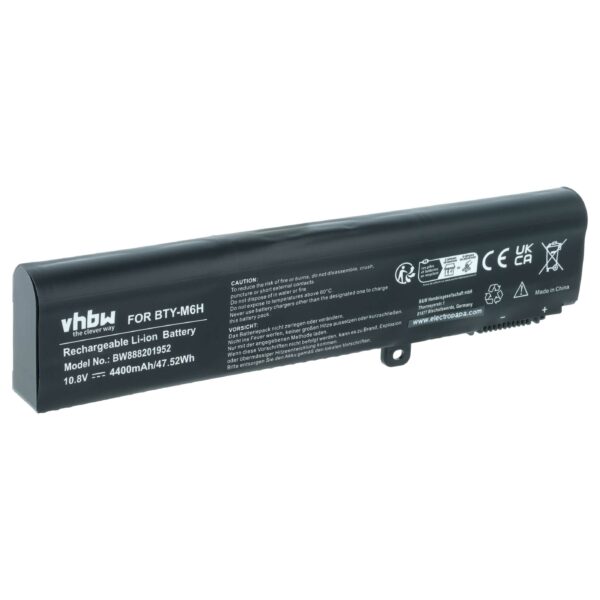 Bateria vhbw para MSI 3ICR19/66-2, BTY-M6H - 4400 mAh 10.8 V Li-Ion