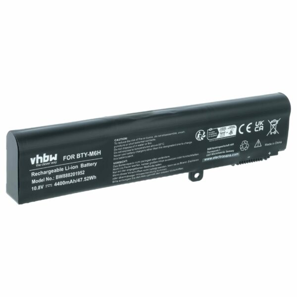 Bateria vhbw para MSI 3ICR19/66-2, BTY-M6H - 4400 mAh 10.8 V Li-Ion