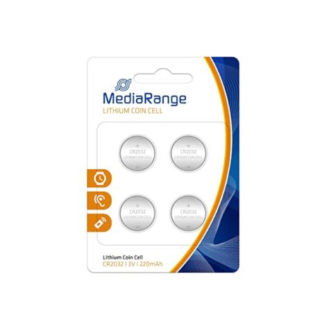 Pack de 4 Pilhas Botão MEDIARANGE CR2032 MRBAT132 - 3V