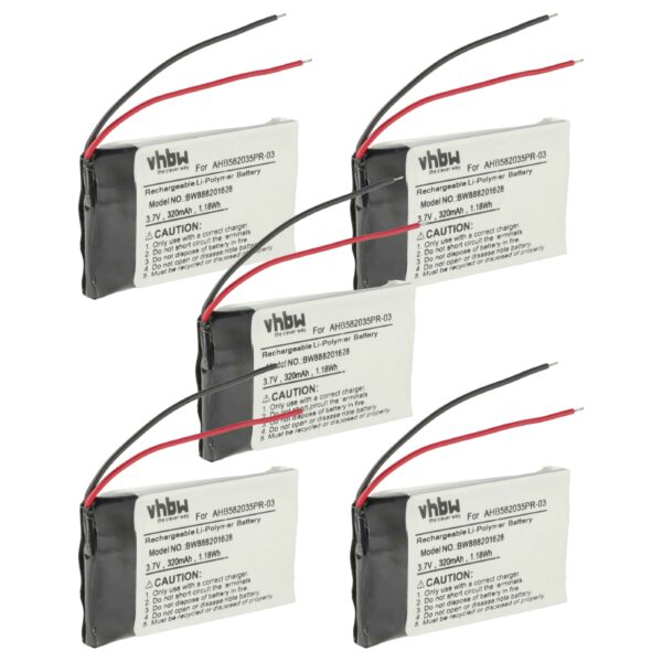 Pack de 5 baterias vhbw para Jabra Speak 510 – 320 mAh, 3,7 V