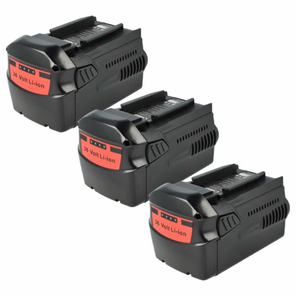 3x Bateria EXTENSILO para Ferramentas Elétricas Hilti B36, B36V - 7000 mAh, 36 V