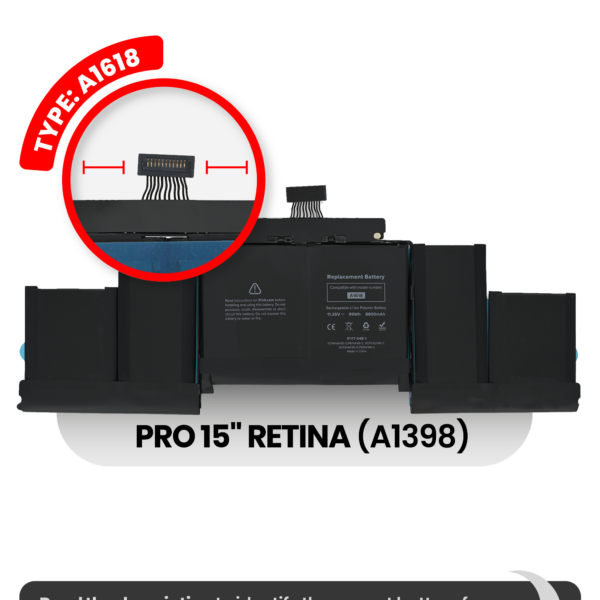 Bateria A1618 para MacBook Pro Retina 15″ A1398 (Mid 2015)