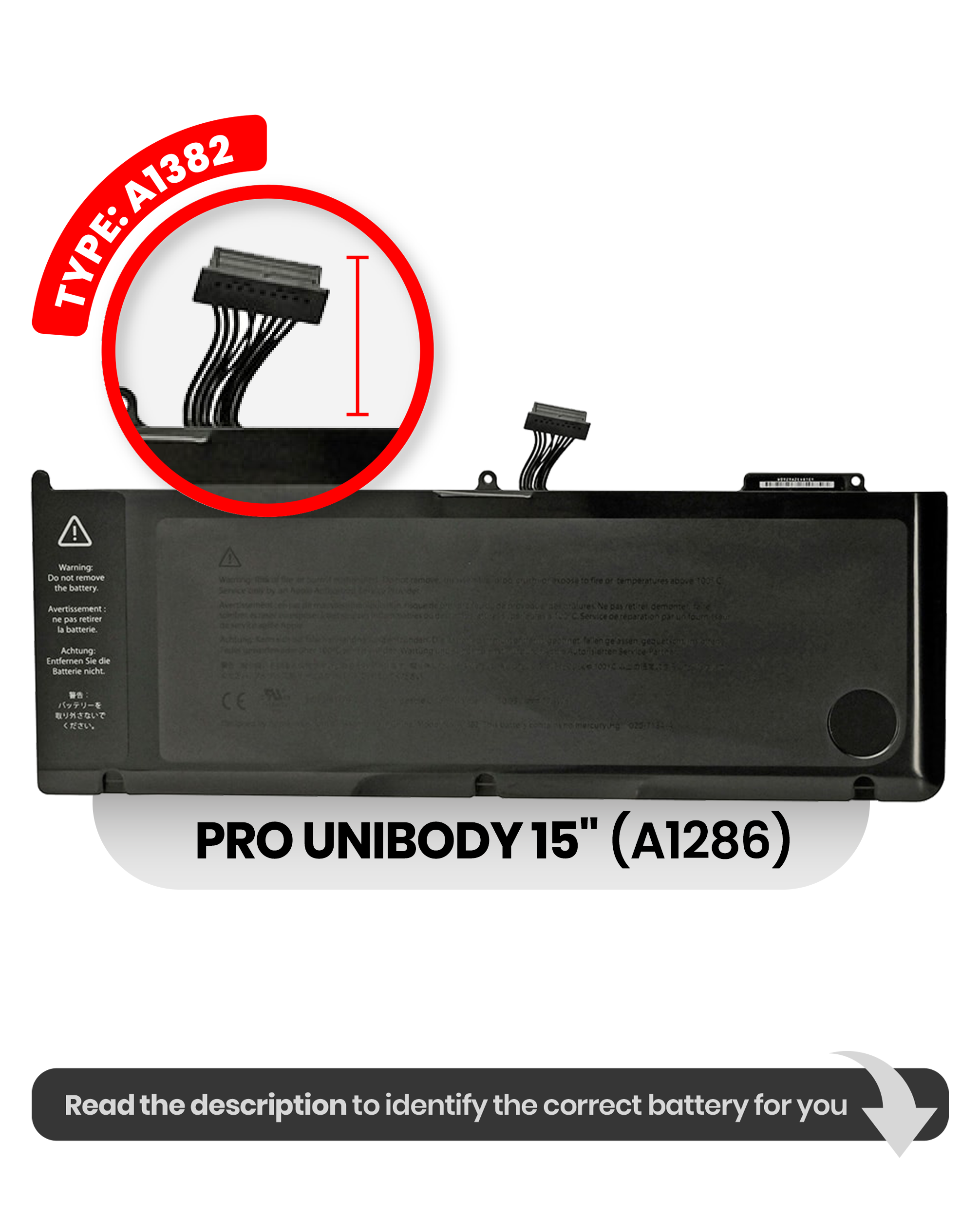 Bateria para Portátil Apple MacBook Pro 15" A1286 (2011-2012) A1382