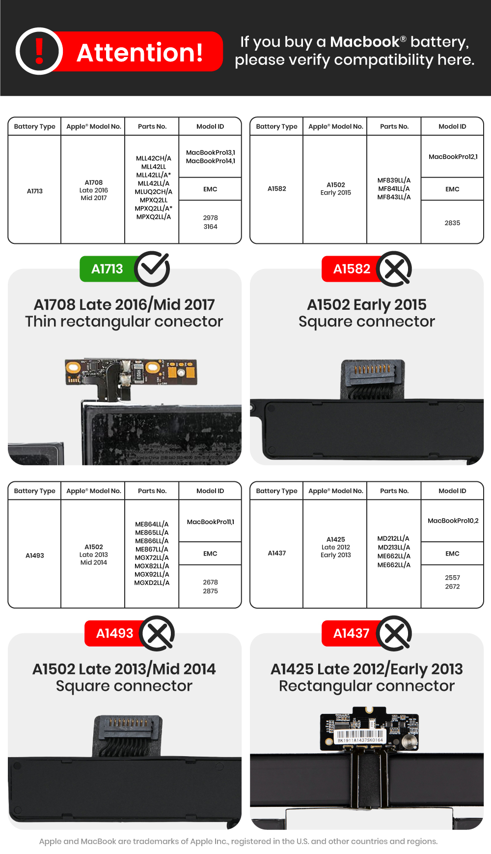 Bateria A1713 para Portátil Apple MacBook Pro 13 Retina A1708 (2016-2017) - Image 4