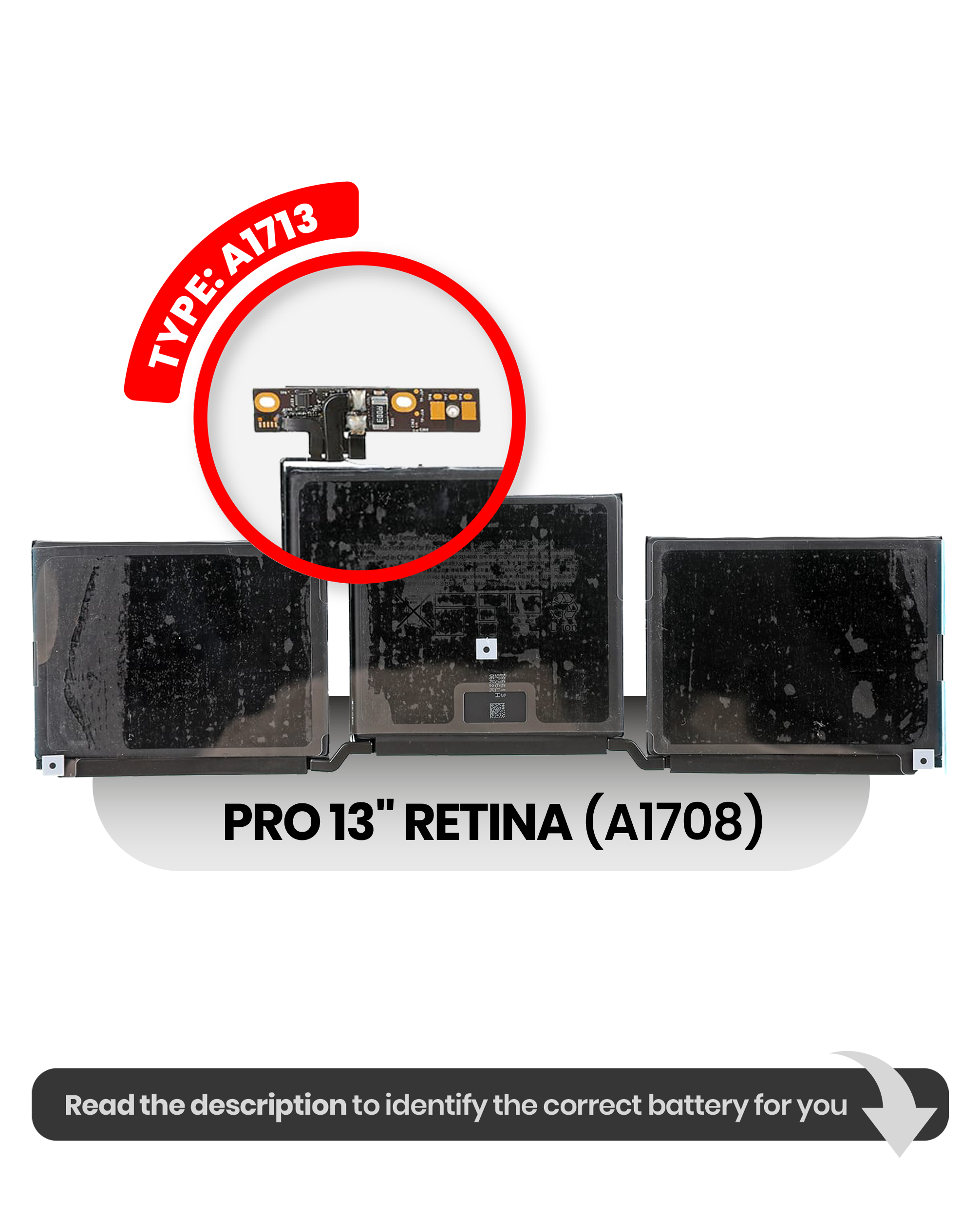 Bateria A1713 para Portátil Apple MacBook Pro 13 Retina A1708 (2016-2017)