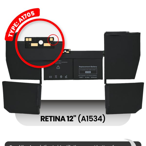 Bateria A1705 para Portátil Apple MacBook Retina 12" A1534 (2016-2017)