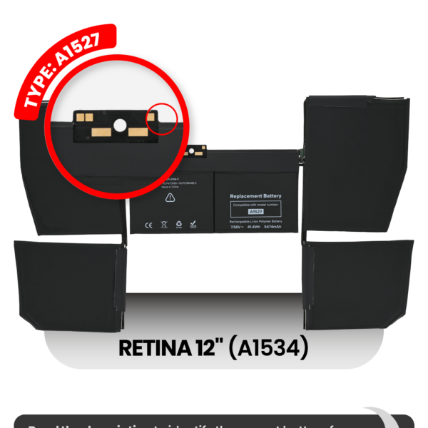 Bateria A1527 para Portátil Apple MacBook Retina 12" A1534 (2015) – Alta Performance