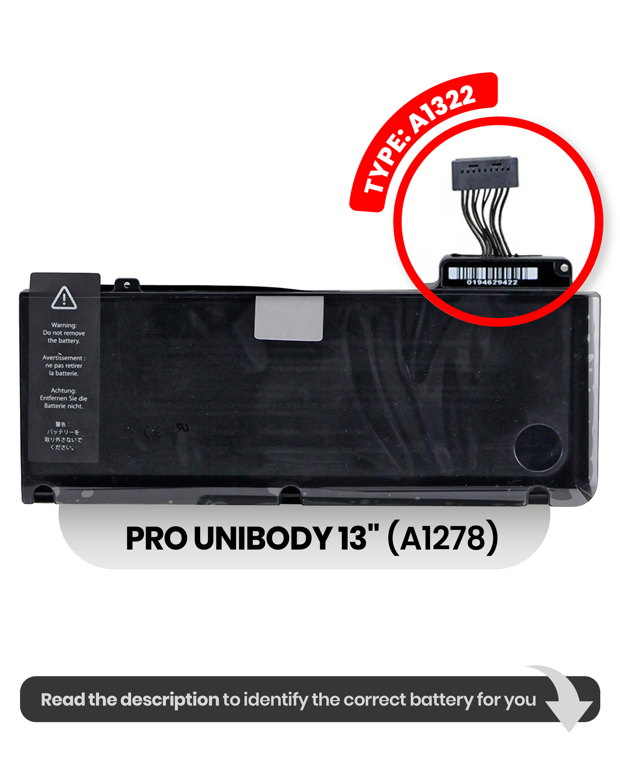 Bateria A1322 para Portátil Apple MacBook Pro 13" A1278 (2009-2012)