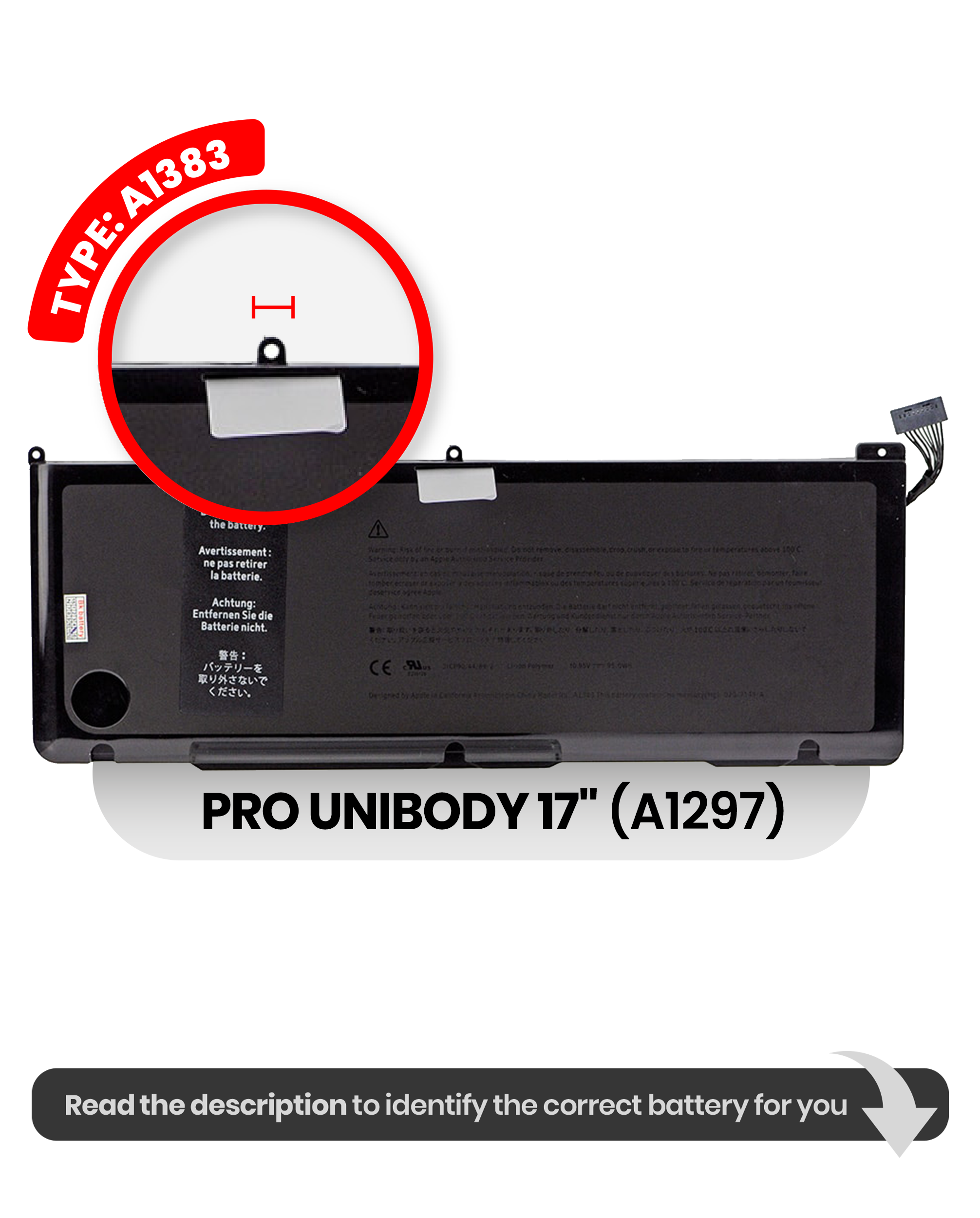 Bateria de Substituição A1383 para Portátil Apple MacBook Pro 17" A1297 (2011)