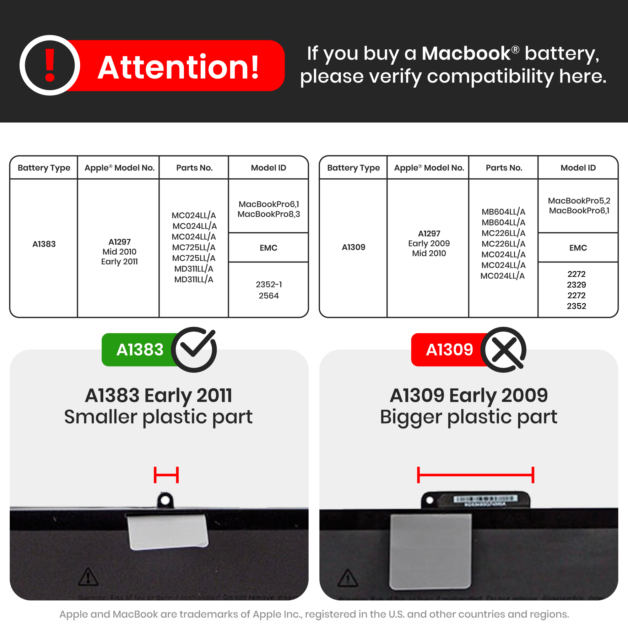 Bateria de Substituição A1383 para Portátil Apple MacBook Pro 17" A1297 (2011) - Image 2