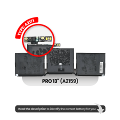 Bateria (A2171) para Portátil Apple MacBook Pro 13" A2338 (M1 2020), A2289 (2020) e A2159 (2019)