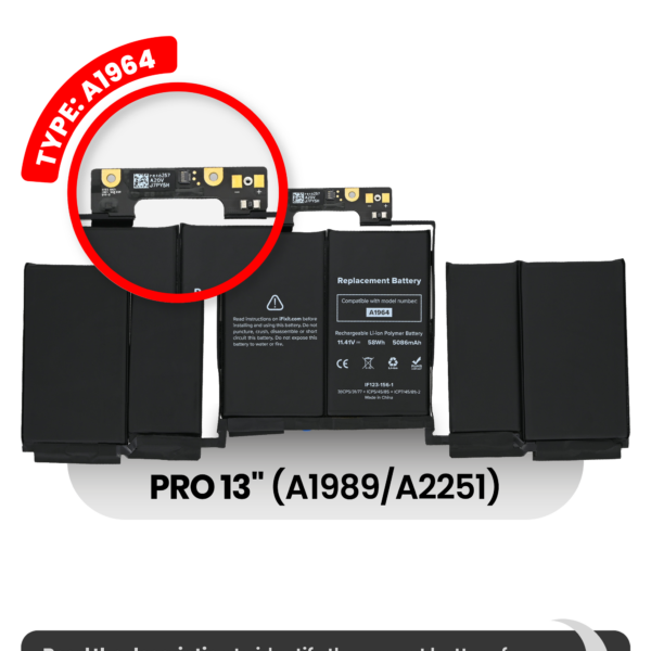 Bateria A1964 para Portátil MacBook Pro 13" A1989 (2018-2019) / A2251 (2020)