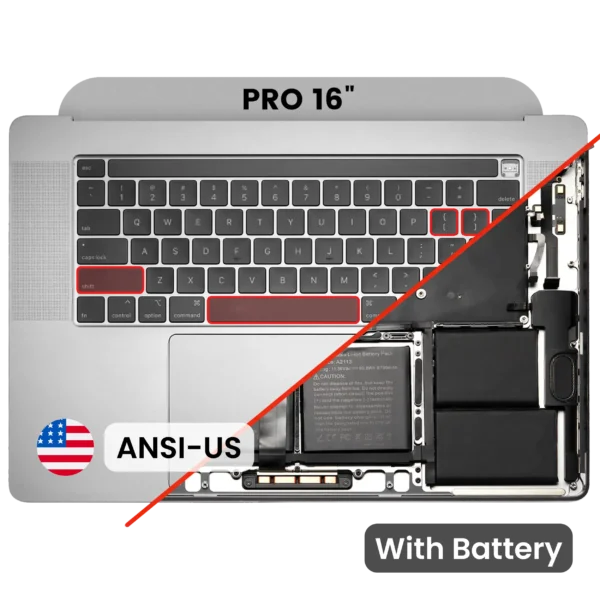 Top Case com Teclado e Bateria para Portátil Apple MacBook Pro 16" A2141 (2019) Space Gray (ANSI US)