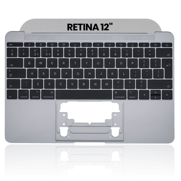 Top Case com Teclado ISO UK e Microfone para Portátil Apple MacBook Retina 12” A1534 (2016–2017) Space Gray — OEM Grade New