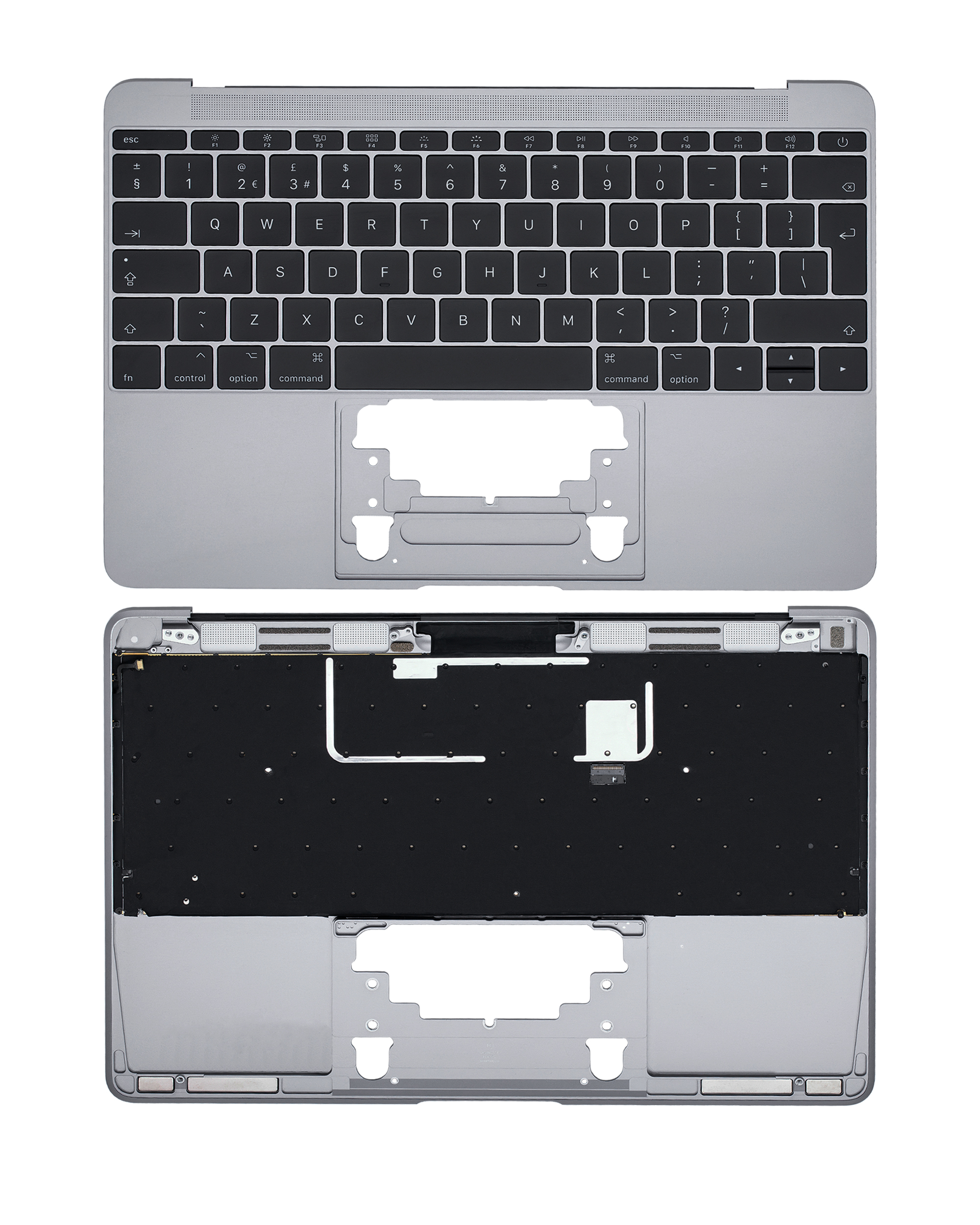 Top Case com Teclado ISO UK e Microfone para Portátil Apple MacBook Retina 12” A1534 (2016–2017) Space Gray — OEM Grade New - Image 2