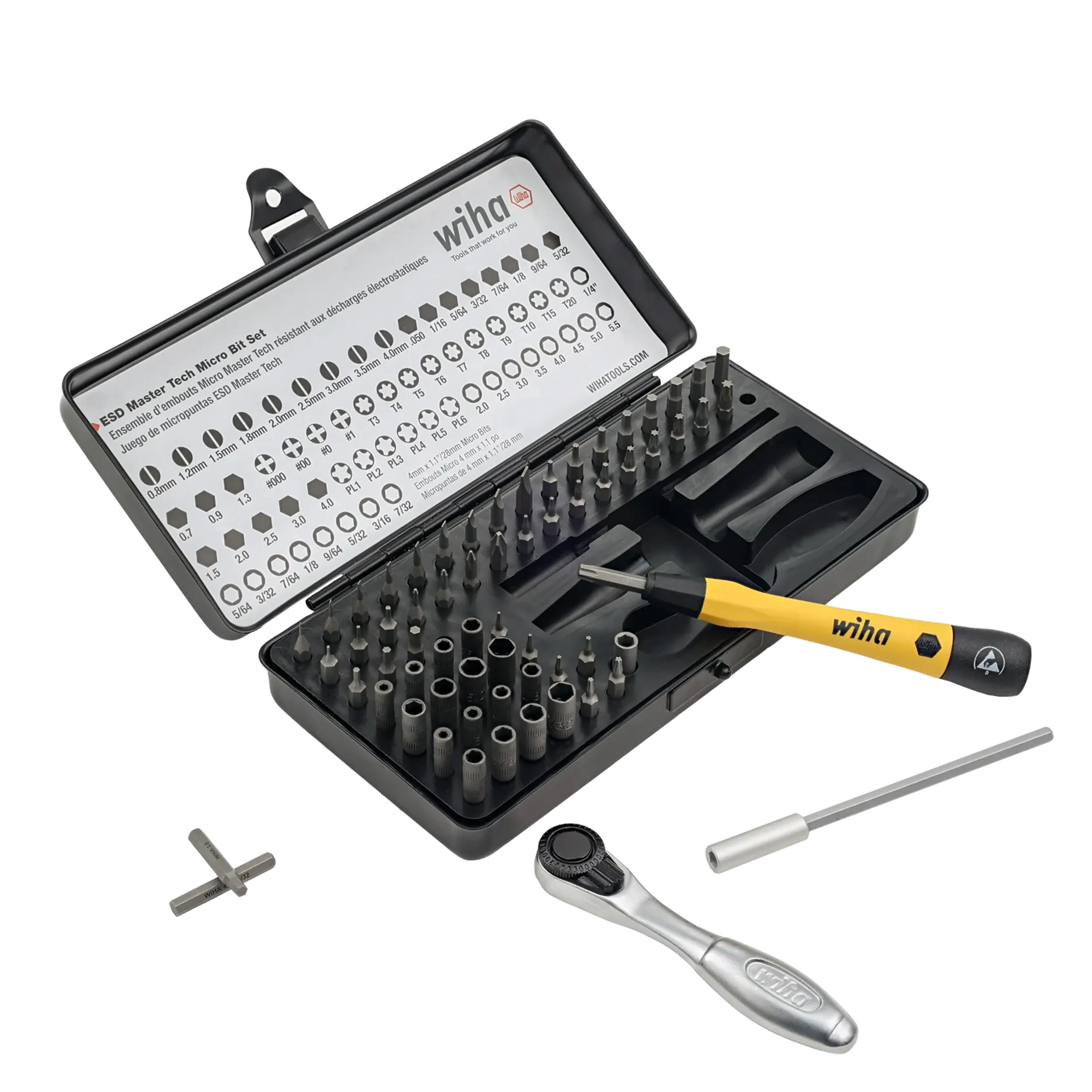 Wiha 65 Peças ESD Safe Master Technician Ratchet e MicroBit – Kit Profissional para Reparação de Portáteis - Image 3