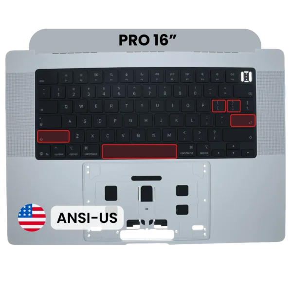 Top Case com Teclado ANSI US Silver para Portátil Apple MacBook Pro 16" A3428/A3429 (2026) | OEM Original