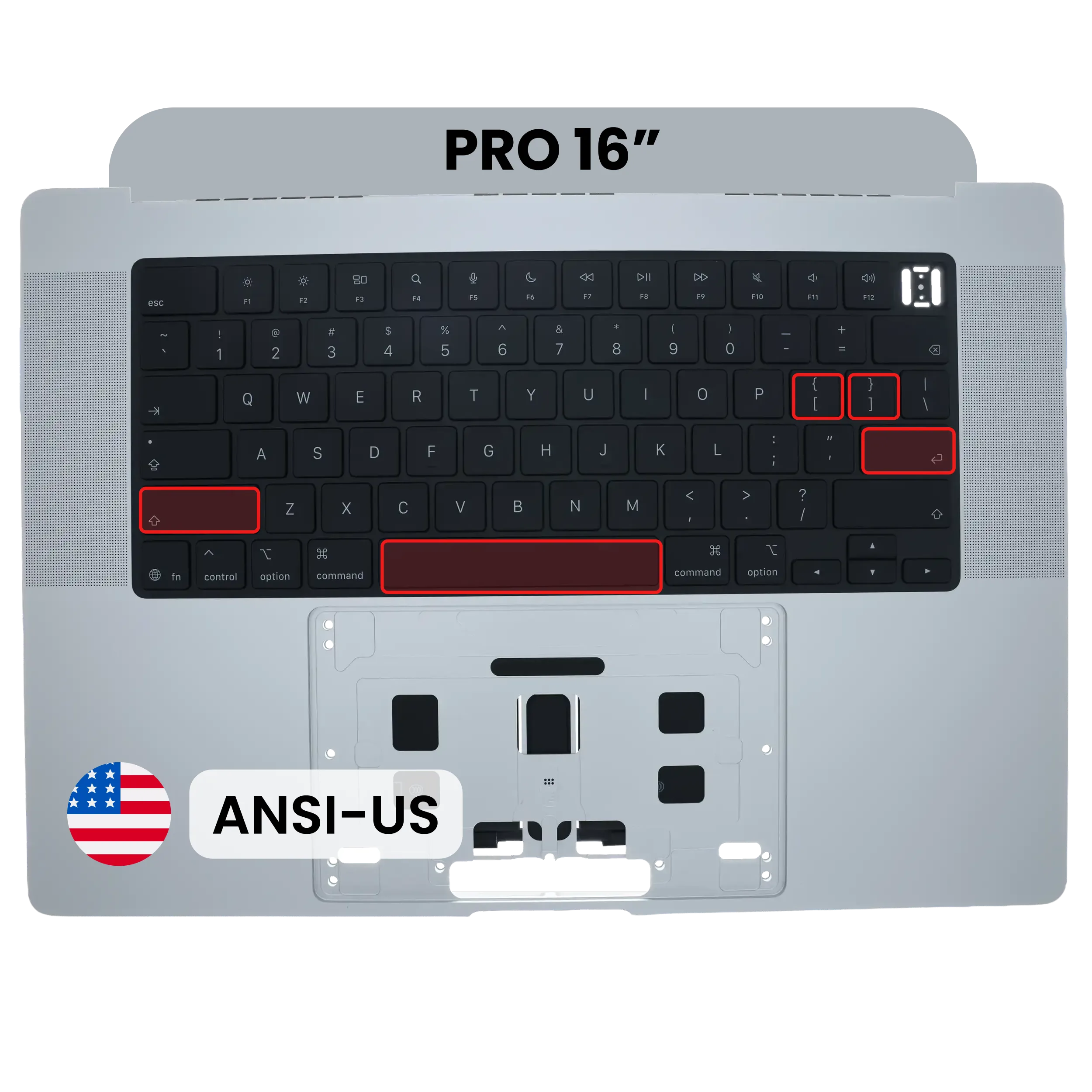 Top Case com Teclado ANSI US Silver para Portátil Apple MacBook Pro 16" A3428/A3429 (2026) | OEM Original
