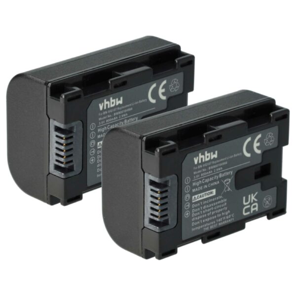 Bateria de Videocâmara 2x vhbw para JVC BN-VG107 / BN-VG108 800 mAh 3.6 V Li-Ion