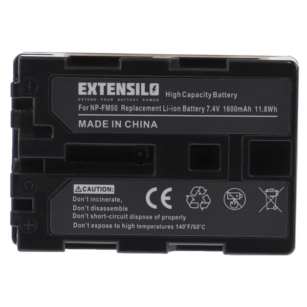 Bateria Extensilo para Sony NP-FM55H, NP-QM51, NP-FM91, NP-FM70, NP-FM50, NP-FM30 - 1600mAh, 7.4V