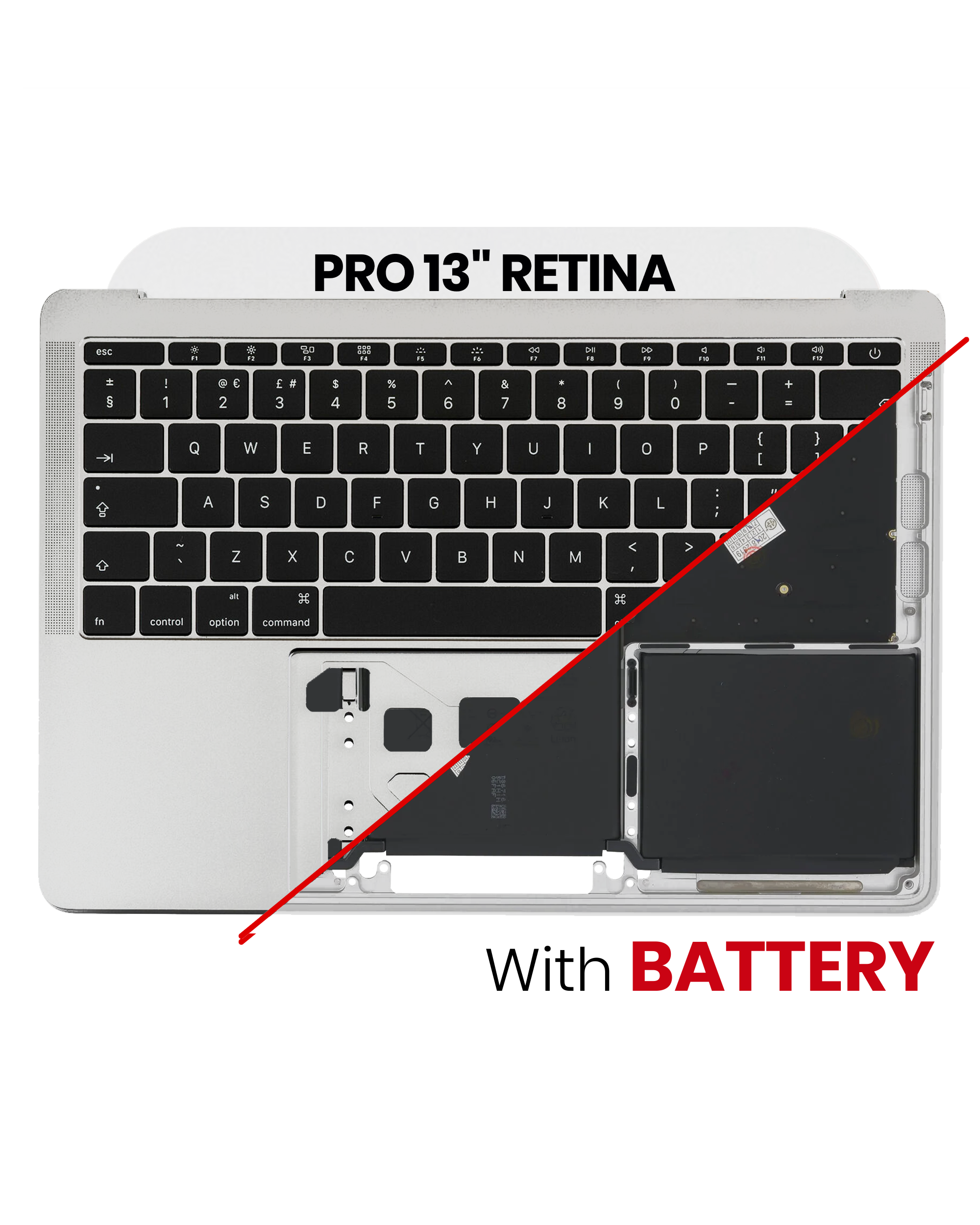 Top Case com Teclado UK e Bateria para Portátil Apple MacBook Pro 13" A1708 (2016-2017) Prata