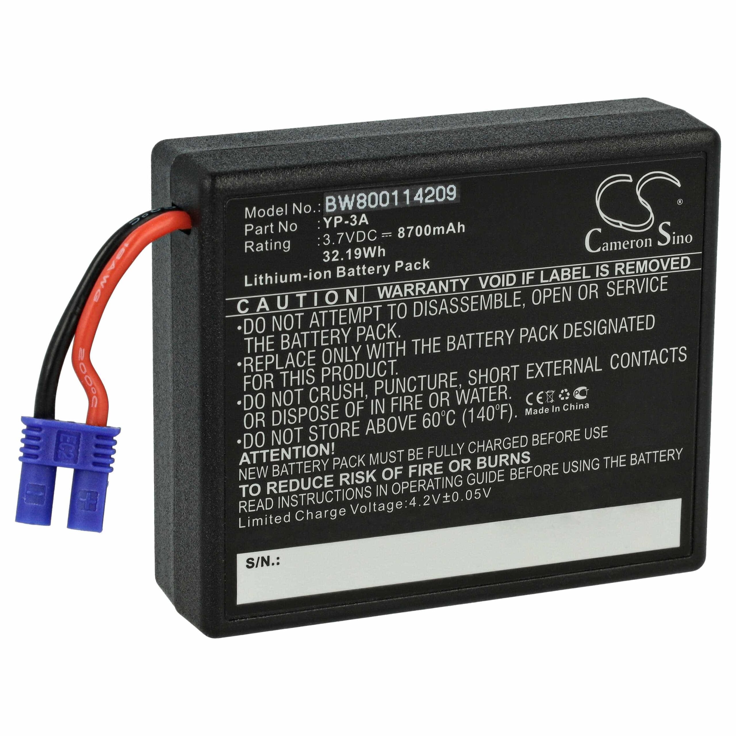 Bateria vhbw para comando de drone Yuneec ST16F, ST16 8700mAh, 3.7V