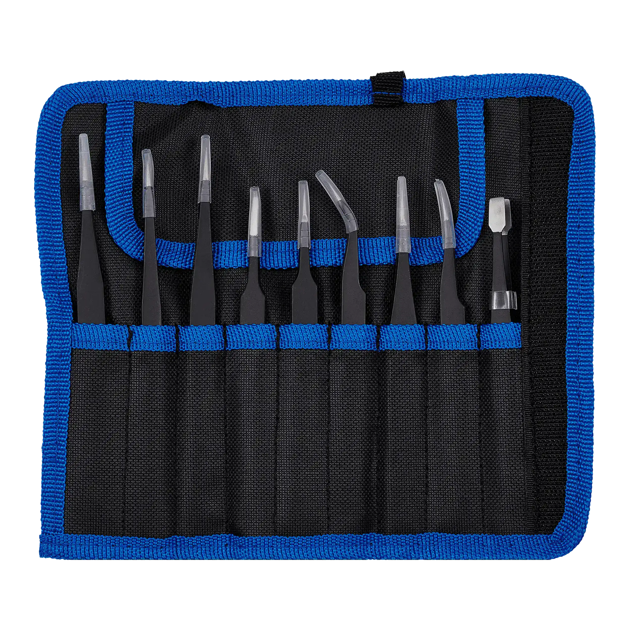 Conjunto de Pinças em Aço Inoxidável com Bolsa de Transporte – 9 Peças – Alta Precisão para o seu Portátil