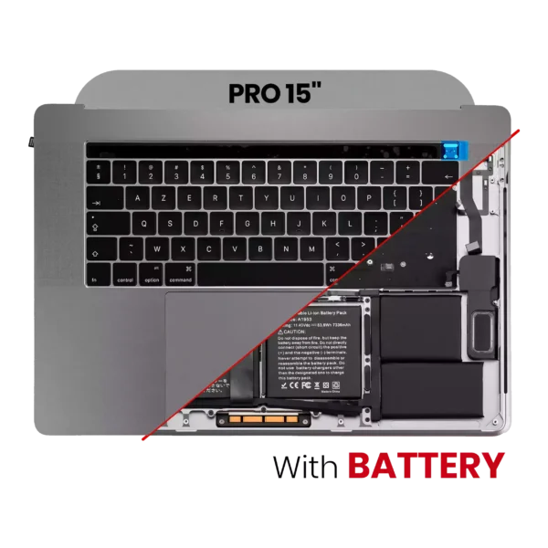 Top Case com Bateria e Teclado (ISO UK) para Portátil MacBook Pro 15" A1990 (2018-2019) Prateado