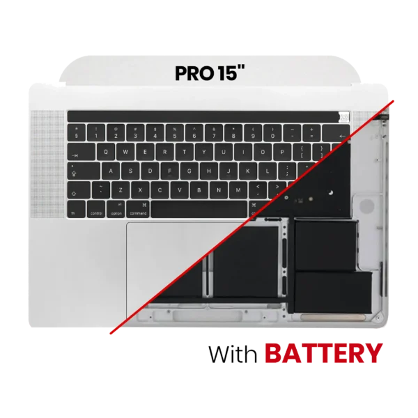 Top Case com Bateria e Teclado (ISO UK) para Portátil MacBook Pro 15" A1707 (2016-2017) Prateado
