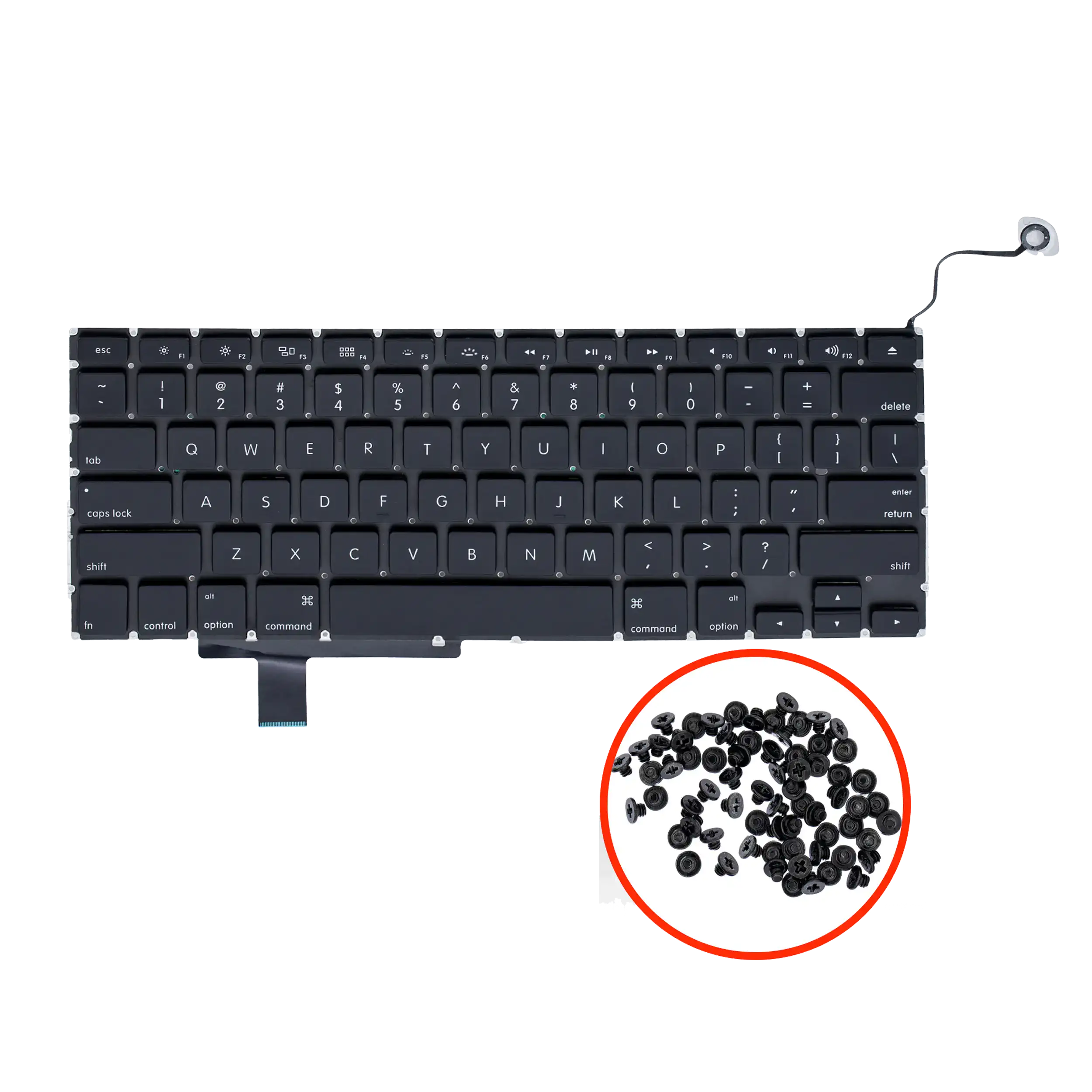 Keyboard + Backlight + Screw (US) para Portátil MacBook Pro 17" A1297 (2009‑2011) – Substituição de Alta Qualidade