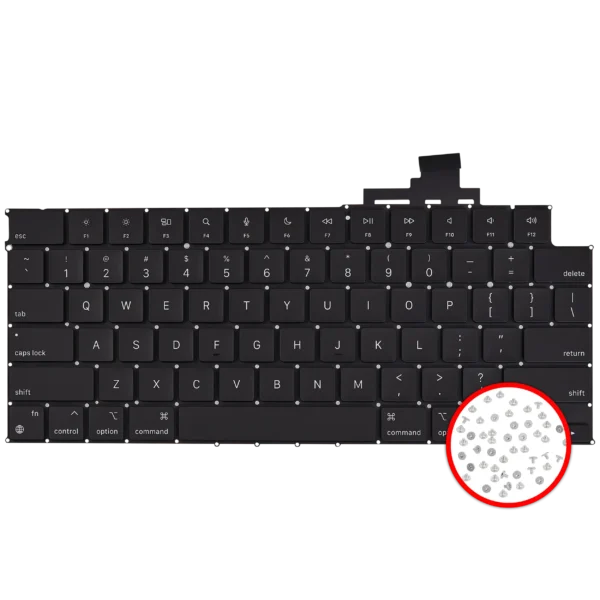 Teclado Retroiluminado com Parafusos para Portátil Apple MacBook Air 13" (A3113 / Mid 2024) – US English