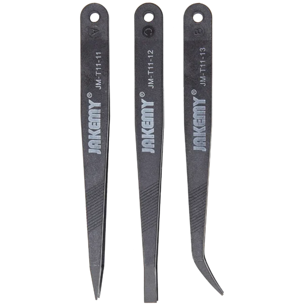 Conjunto de 3 Pinças Antiestáticas Resistentes ao Calor Jakemy JM-T11